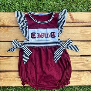 Gamecocks smocked embroidery bubble romper